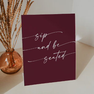 Boho Chic Burgundy Red Sip sitzen Hochzeit Sockelschild