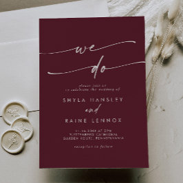 Boho Chic Burgundy Red We Do Wedding Einladung