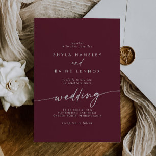 Boho Chic Burgundy Red Wedding Einladung