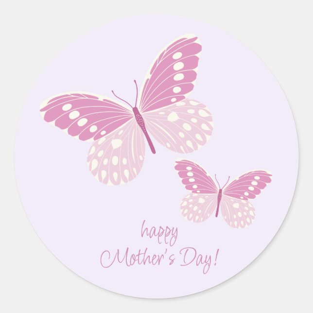 Boho Chic Butterflies Happy Mother's Day Stickers (Vorderseite)