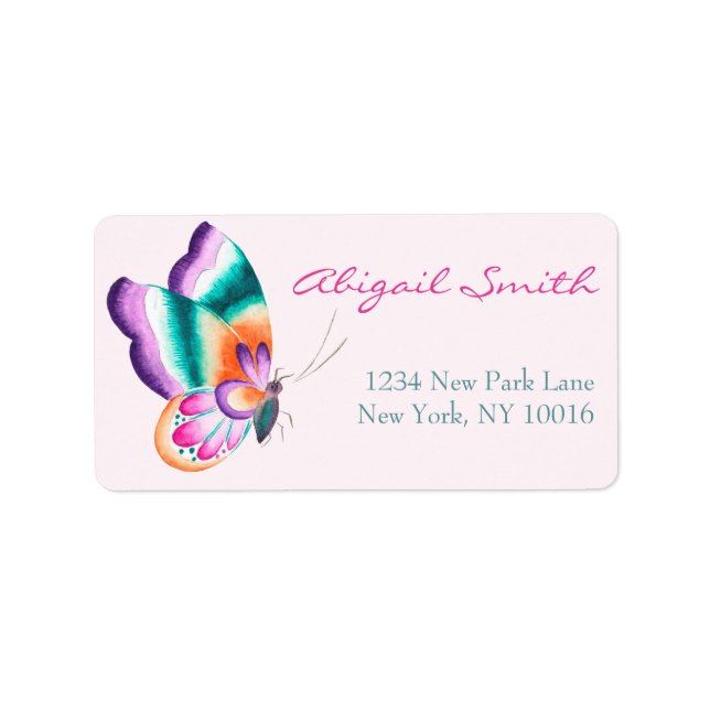 Boho Chic Butterfly Labels Adressaufkleber (Vorne)