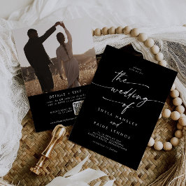 Boho Chic COLOR EDITABLE Foto QR Code Wedding Einladung