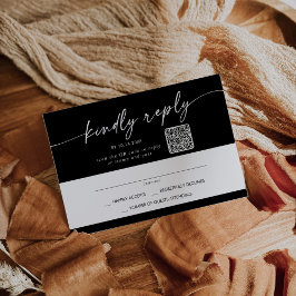 Boho Chic COLOR EDITABLE Mail In und QR Code RSVP Karte