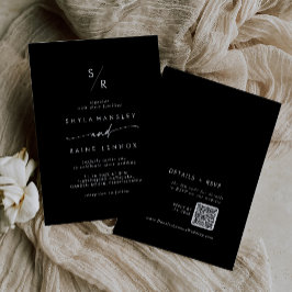 Boho Chic COLOR EDITABLE Monogram QR Code Wedding Einladung