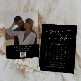 Boho Chic COLOR EDITABLE QR Code Foto Calendar Save The Date