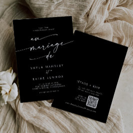 Boho Chic COLOR EDITABLE QR Code French Wedding Einladung
