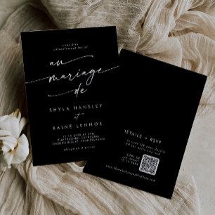 Boho Chic COLOR EDITABLE QR Code French Wedding Einladung