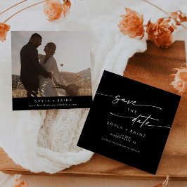 Boho Chic COLOR EDITABLE Square Foto Zurück Save The Date