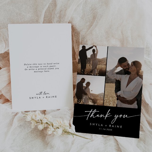 Boho Chic COLOR EDITABLE Wedding Foto Collage Dankeskarte (Von Creator hochgeladen)