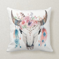 Boho Chic Cow Skull Feathers & Blume Glam