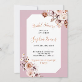 Boho Chic Cream und Brown Floral Brautparty Inv Einladung