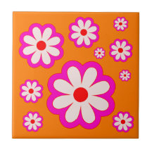 BOHO Chic Daisy Muster Pink & Orange Retro floral