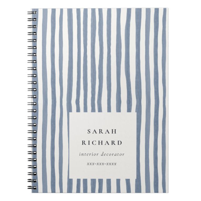 Boho Chic Dämmerungsblau Aquarell Handgezeichnete  Notizblock (Vorderseite)