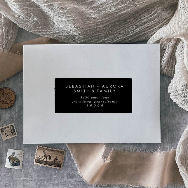 Boho Chic Dark Black Guest Address Labels (Von Creator hochgeladen)