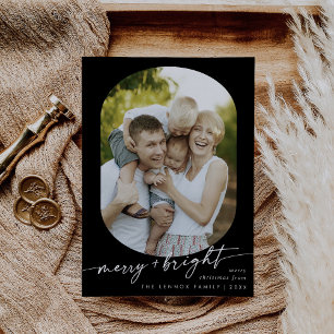 Boho Chic Dark Black Merry Bright Foto Weihnachten