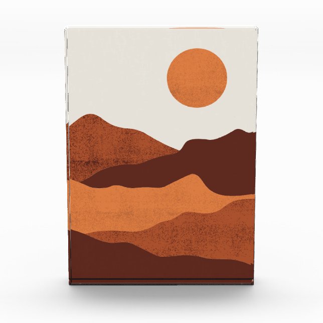 Boho Chic Desert Mountains Landschaft Fotoblock (Vorderseite)