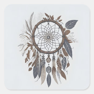 Boho Chic Dreamcatcher Earthy Toned Infarm Quadratischer Aufkleber