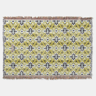Boho chic dunkelgrau und gelb ikat Stammesmuster Decke