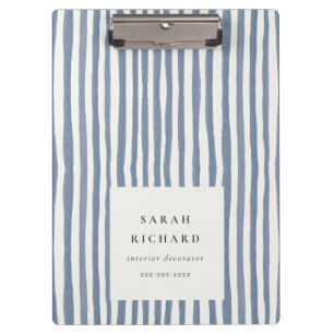 Boho Chic Dunstelblau Aquarell Handgezeichnete Str Klemmbrett