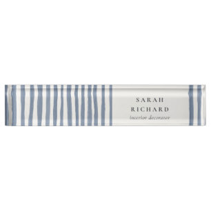 Boho Chic Dunstelblau Aquarell Handgezeichnete Str Namensplakette