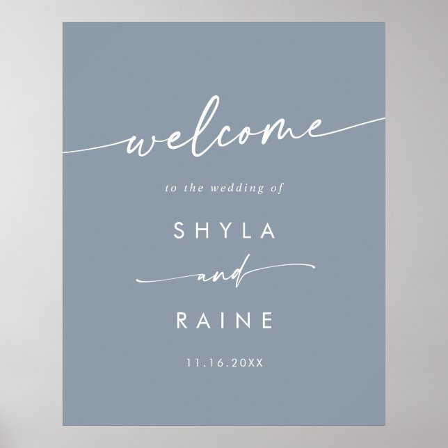 Boho Chic Dusty Blue DIY Wedding Welcome Sign Poster (Vorne)