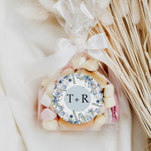 Boho Chic Dusty Blue Monogram Umschlag Aufkleber B