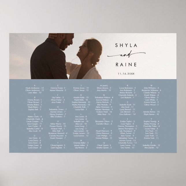 Boho Chic Dusty Blue Picture Seeing Chart Poster (Vorne)