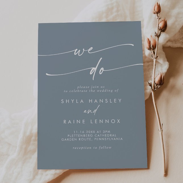 Boho Chic Dusty Blue We Do Wedding Einladung (Von Creator hochgeladen)
