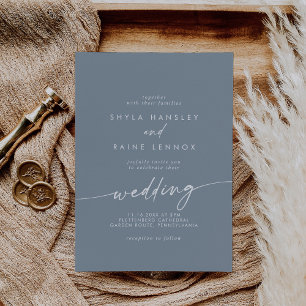 Boho Chic Dusty Blue Wedding Einladung