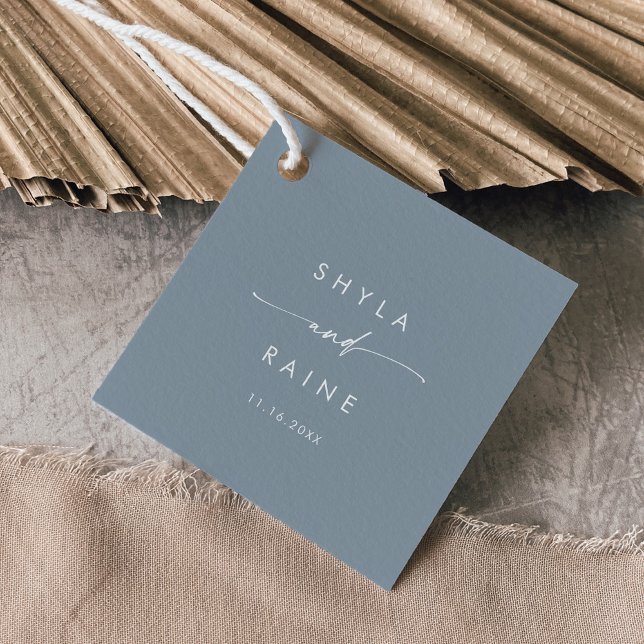 Boho Chic Dusty Blue Wedding Geschenkanhänger (Von Creator hochgeladen)