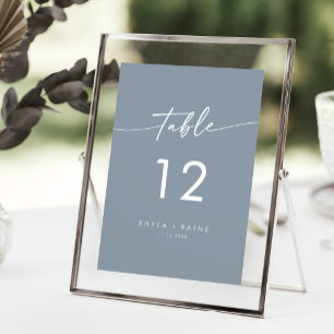 Boho Chic Dusty Blue Wedding Tischnummern