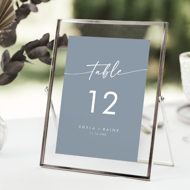 Boho Chic Dusty Blue Wedding Tischnummern (Von Creator hochgeladen)