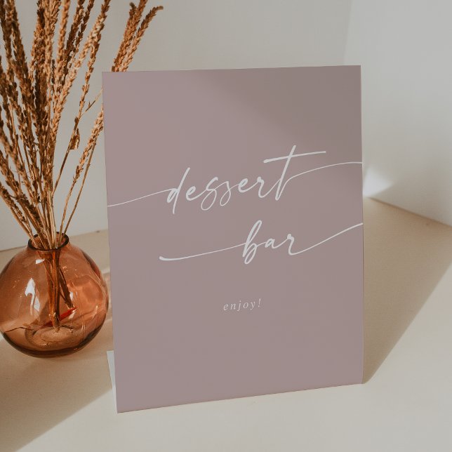 Boho Chic Dusty Rose Pink Dessert Bar Wedding Sockelschild (Boho Chic Dusty Rose Pink Dessert Bar Wedding Pedestal Sign)
