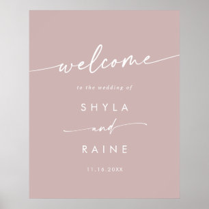 Boho Chic Dusty Rose Pink DIY Wedding Begrüßungsze Poster