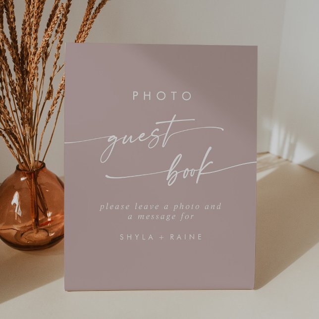 Boho Chic Dusty Rose Pink Foto Gästebuch Sockelschild (Von Creator hochgeladen)