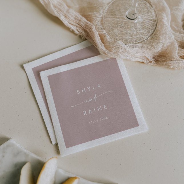 Boho Chic Dusty Rose Pink Monogram Wedding Napkins Serviette (Von Creator hochgeladen)