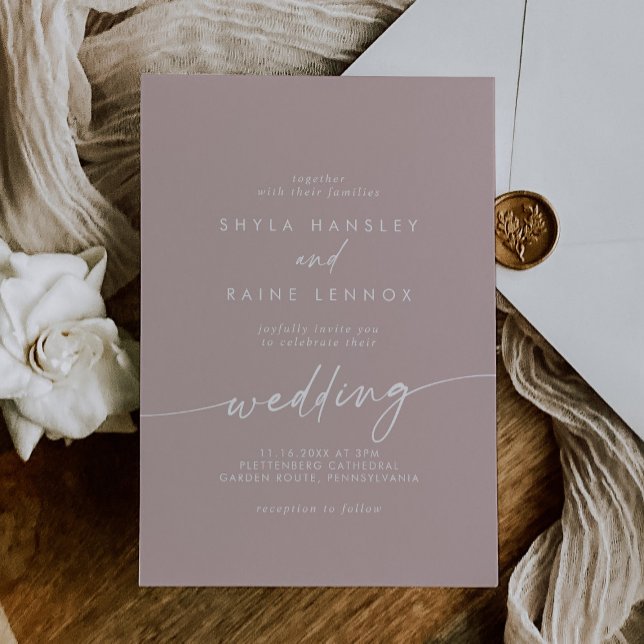 Boho Chic Dusty Rose Pink Wedding Einladung (Von Creator hochgeladen)