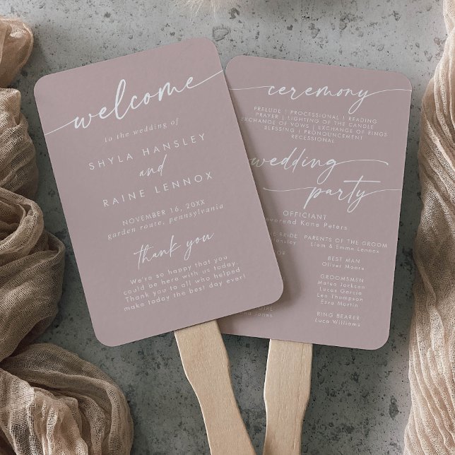 Boho Chic Dusty Rose Pink Wedding Program Fächer (Von Creator hochgeladen)