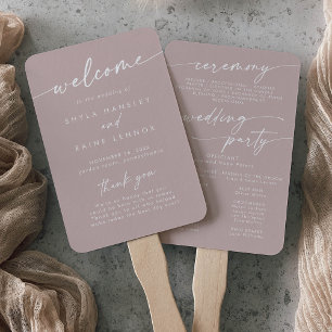 Boho Chic Dusty Rose Pink Wedding Program Fächer
