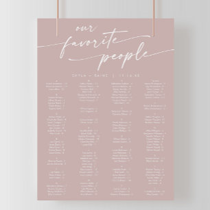Boho Chic Dusty Rose Rosa druckbare Sitzkarte Poster