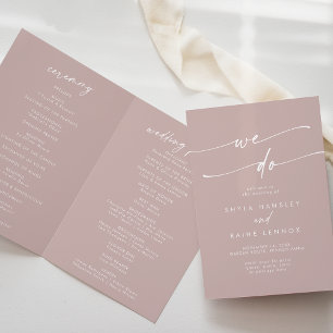 Boho Chic Dusty Rose Rosa Wir falten Hochzeit Programm