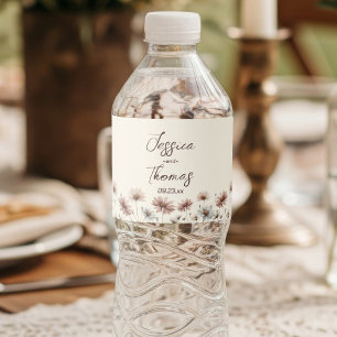 Boho Chic Earthtone Wildblumen Simple Wedding Wasserflaschenetikett