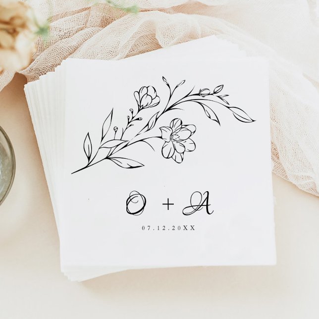 Boho Chic Elegant Couple Monogram Wedding Serviette (Von Creator hochgeladen)