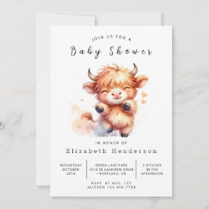 Boho Chic Elegant Cow Baby Shower Einladung