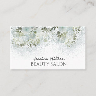 Boho chic elegant dusty blau Aquarell floral Visitenkarte