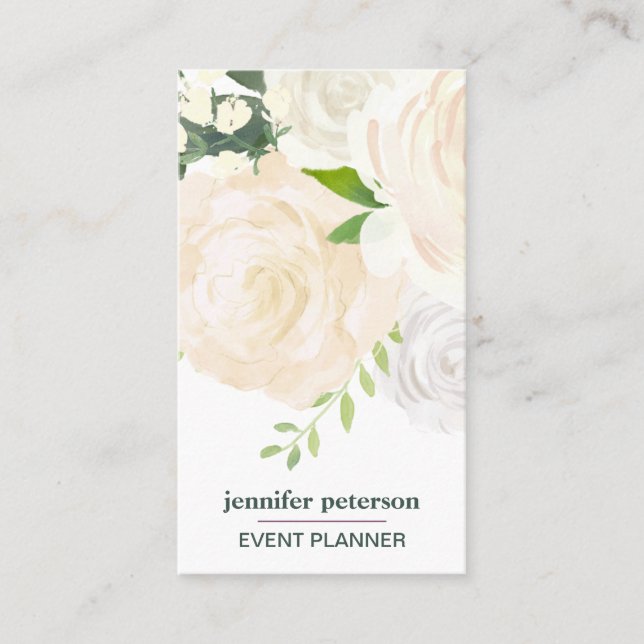 Boho chic Elegant Ivory Peony Social Media Icon Visitenkarte (Vorderseite)