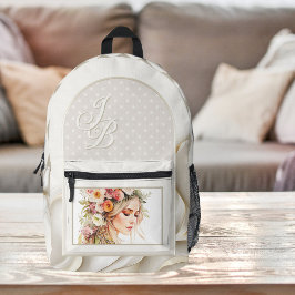 Boho Chic Elegant Monogram Bedruckter Rucksack