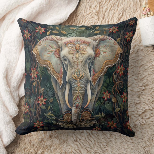 Boho Chic Elephant Bohemische Wohngestaltung Kissen (Decke)