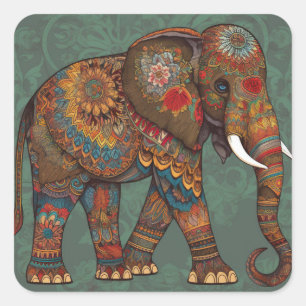 Boho Chic Elephant Sticker mit Verzierten Dekorati