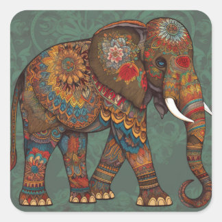 Boho Chic Elephant Sticker mit Verzierten Dekorati